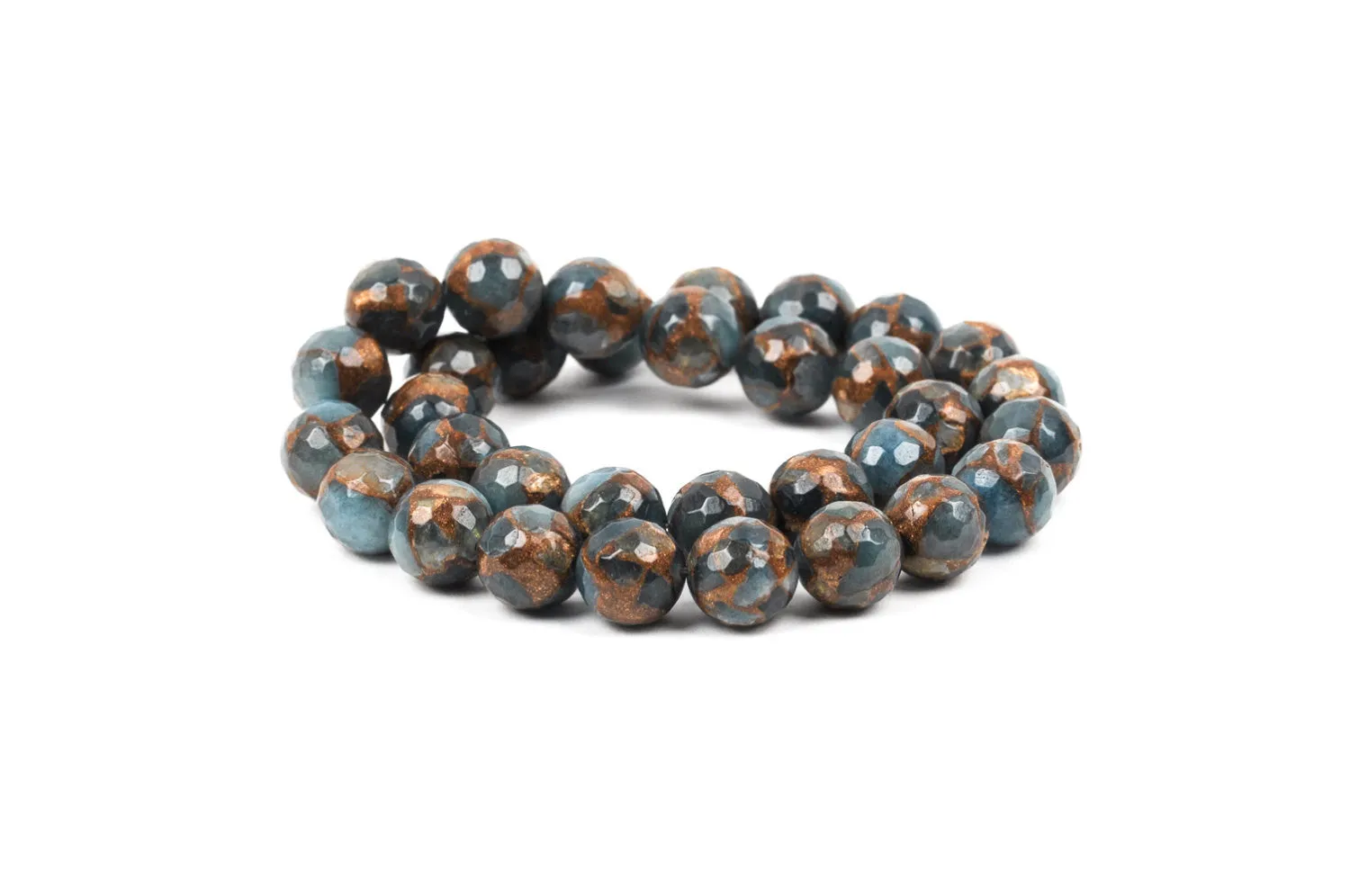 12mm Light Denim Blue Composite Golden Quartz Round Beads, faceted, 1 strand, gmx0019