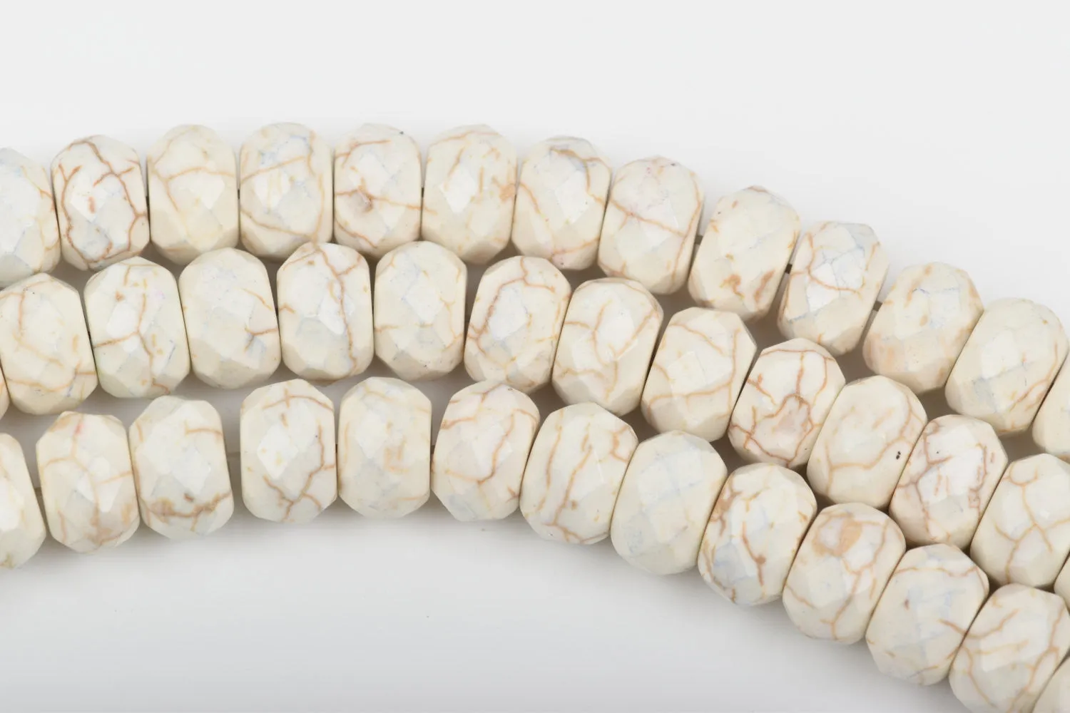 12mm WHITE Howlite FACETED Rondelle Beads, trade beads, full strand, about 54 beads, how0590