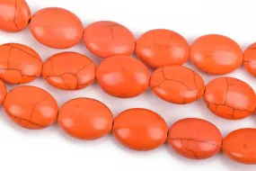 14x10mm ORANGE Howlite Oval Beads, Puffy Oval Beads, full strand, 29 beads, how0626