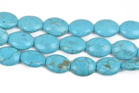 14x10mm TURQUOISE BLUE Howlite Oval Beads, Puffy Oval Beads, full strand, 29 beads, how0633