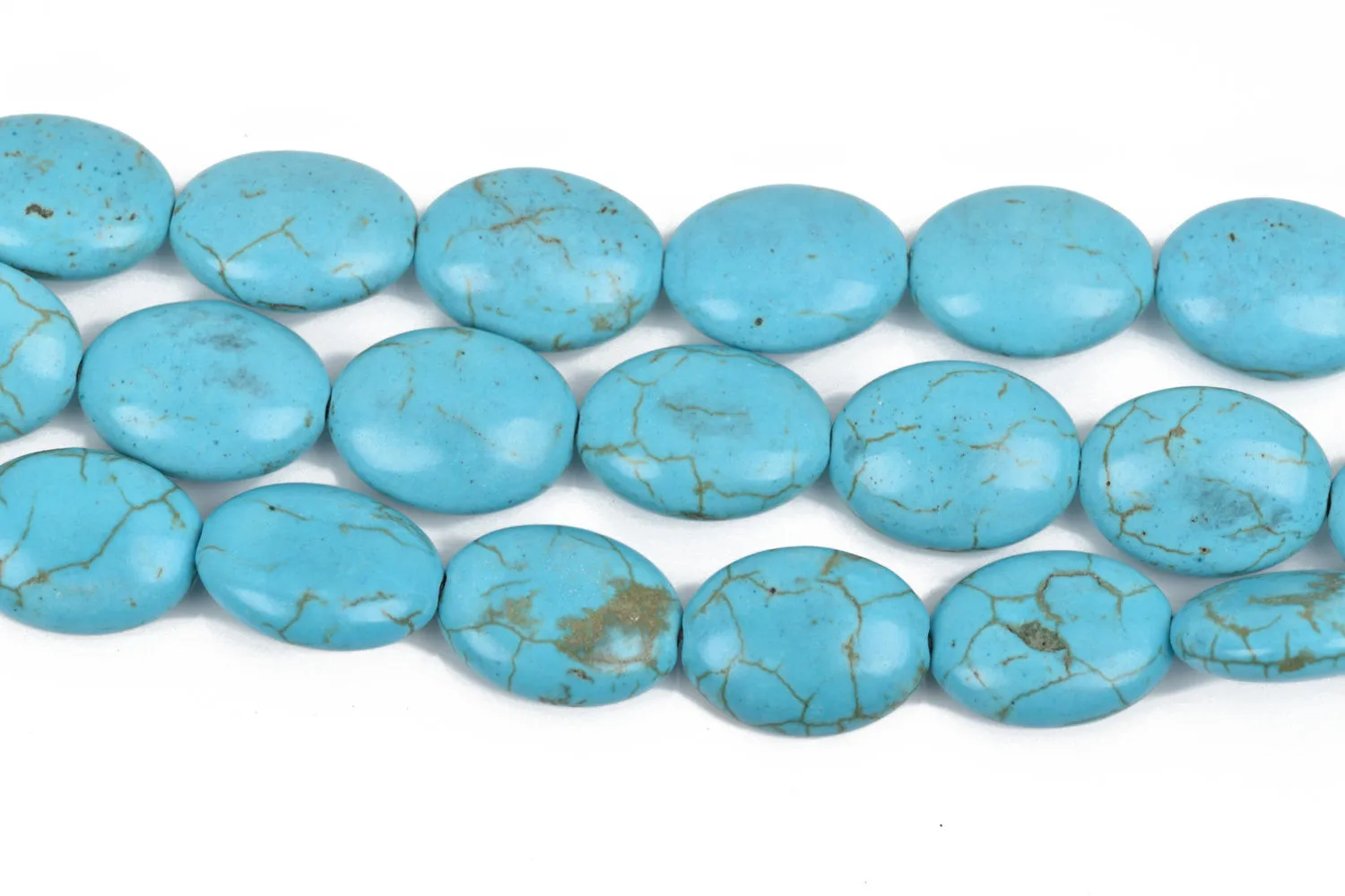 14x10mm TURQUOISE BLUE Howlite Oval Beads, Puffy Oval Beads, full strand, 29 beads, how0633