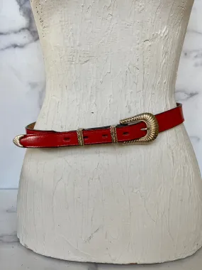 3-D red leather belt