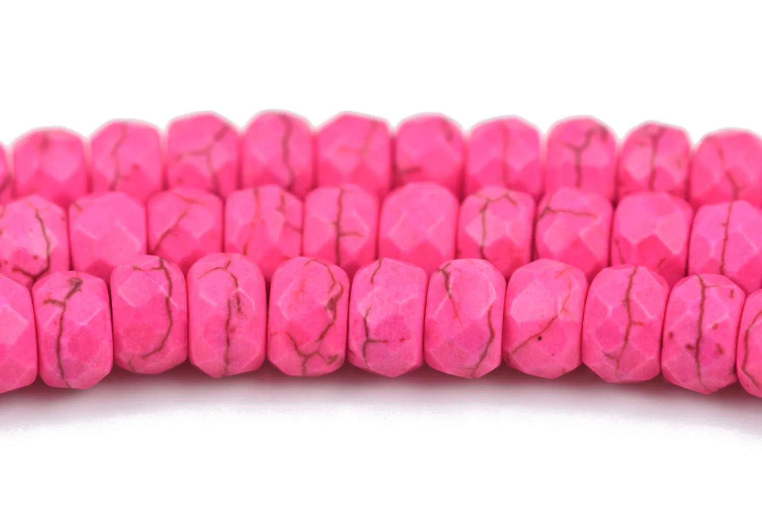 4mm HOT PINK Howlite FACETED Rondelle Beads, trade beads, full strand, about 185 beads, how0578