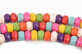 6mm Mixed Howlite FACETED Rondelle Beads, trade beads, full strand, about 95 beads, how0650