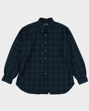 80s Pendleton Blue / Green Check Patterned Button Up Shirt - XL