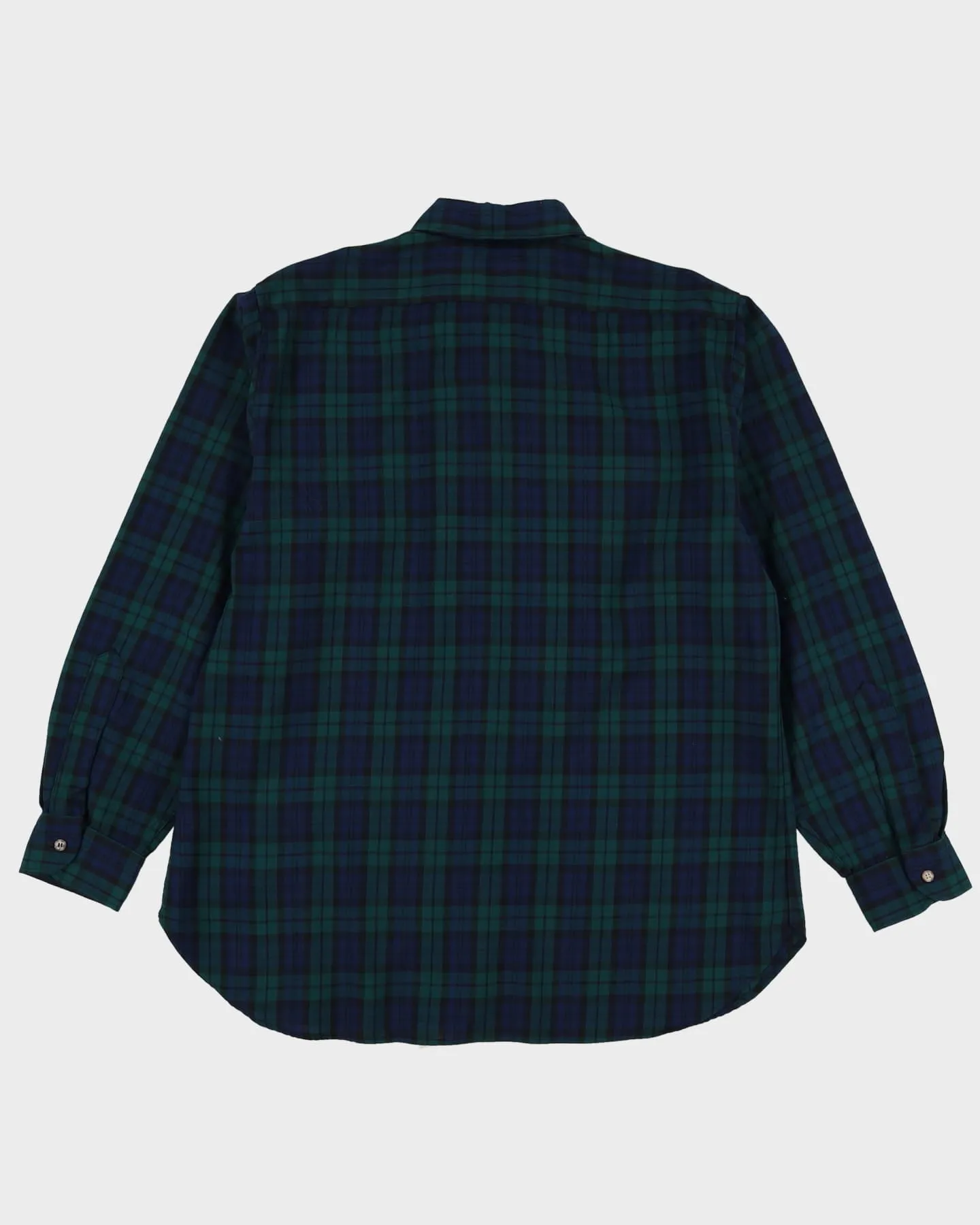 80s Pendleton Blue / Green Check Patterned Button Up Shirt - XL