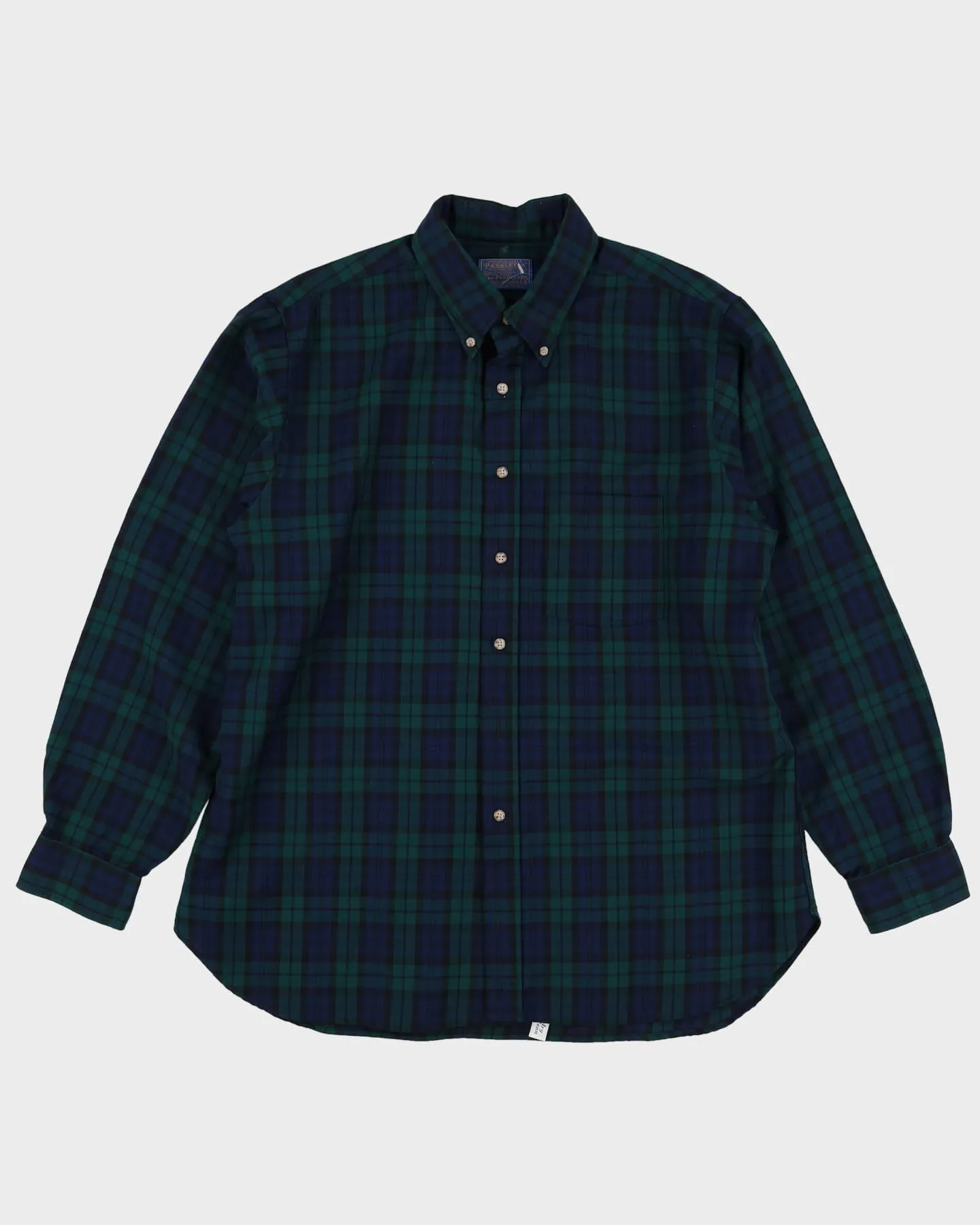 80s Pendleton Blue / Green Check Patterned Button Up Shirt - XL