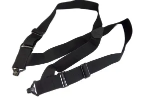 Airport Friendly Holdup Brand No-buzz Black 2" wide Hip Clip Suspenders with patented Jumbo Composite Plastic Gripper Clasps