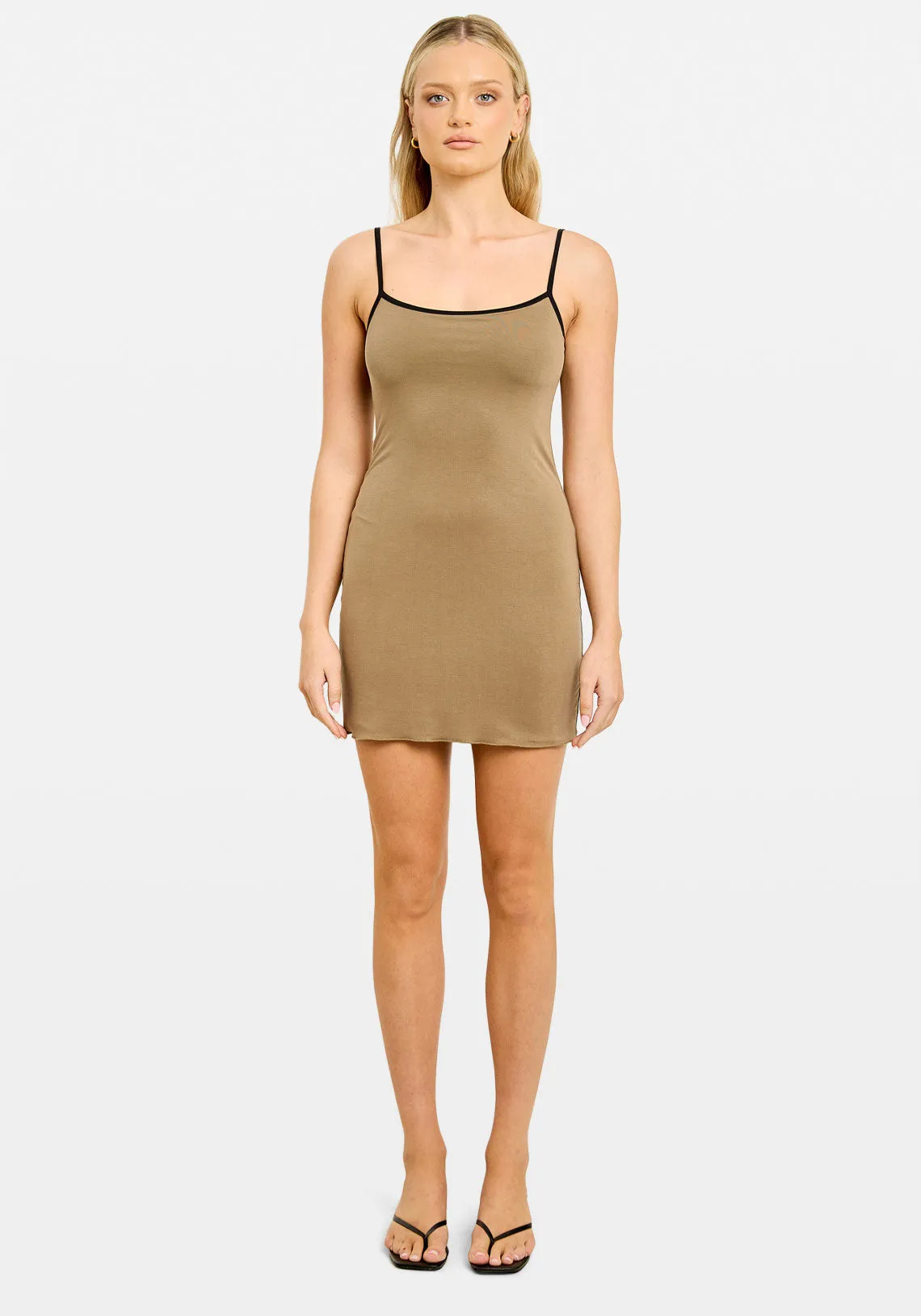AISHA REVERSIBLE MINI DRESS BLACK/STONE