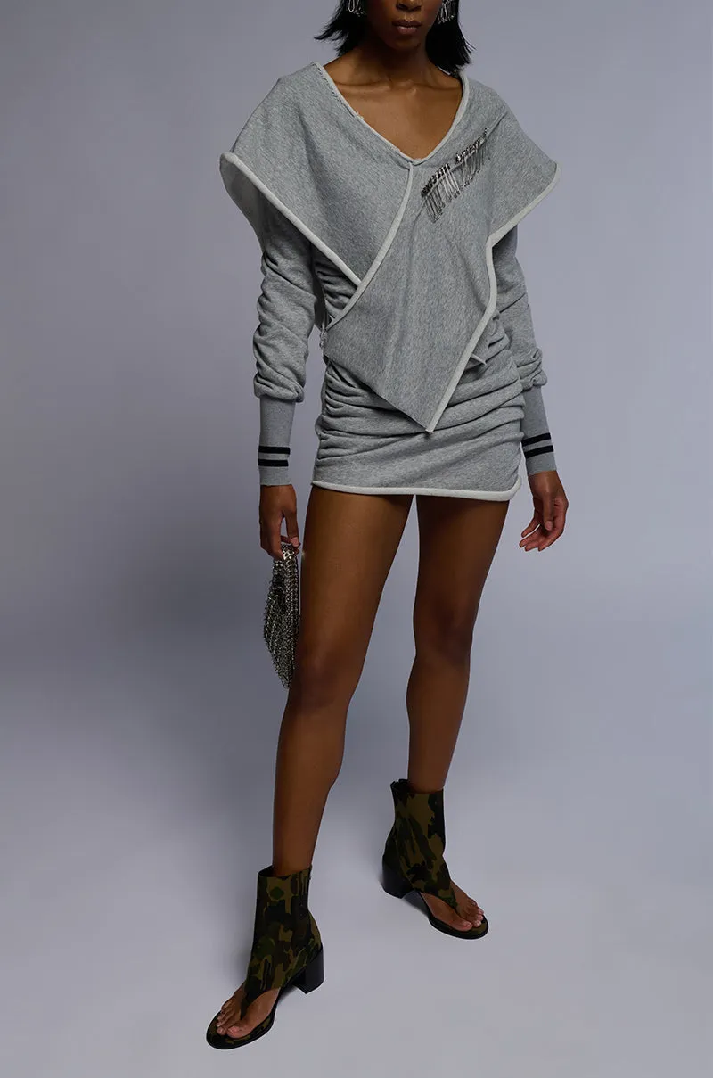 ALL PATCHED UP SAFETY PIN MINI DRESS