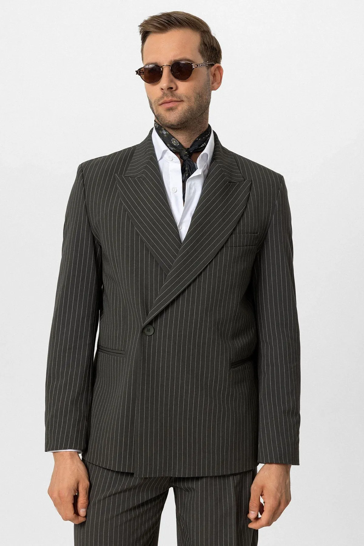 ANT Double-breasted Closure Striped Men's Blazer Jacket - Wentzville