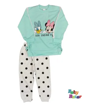 Baby Girl Terry Dress In Tom & Jerry Print Aqua Color