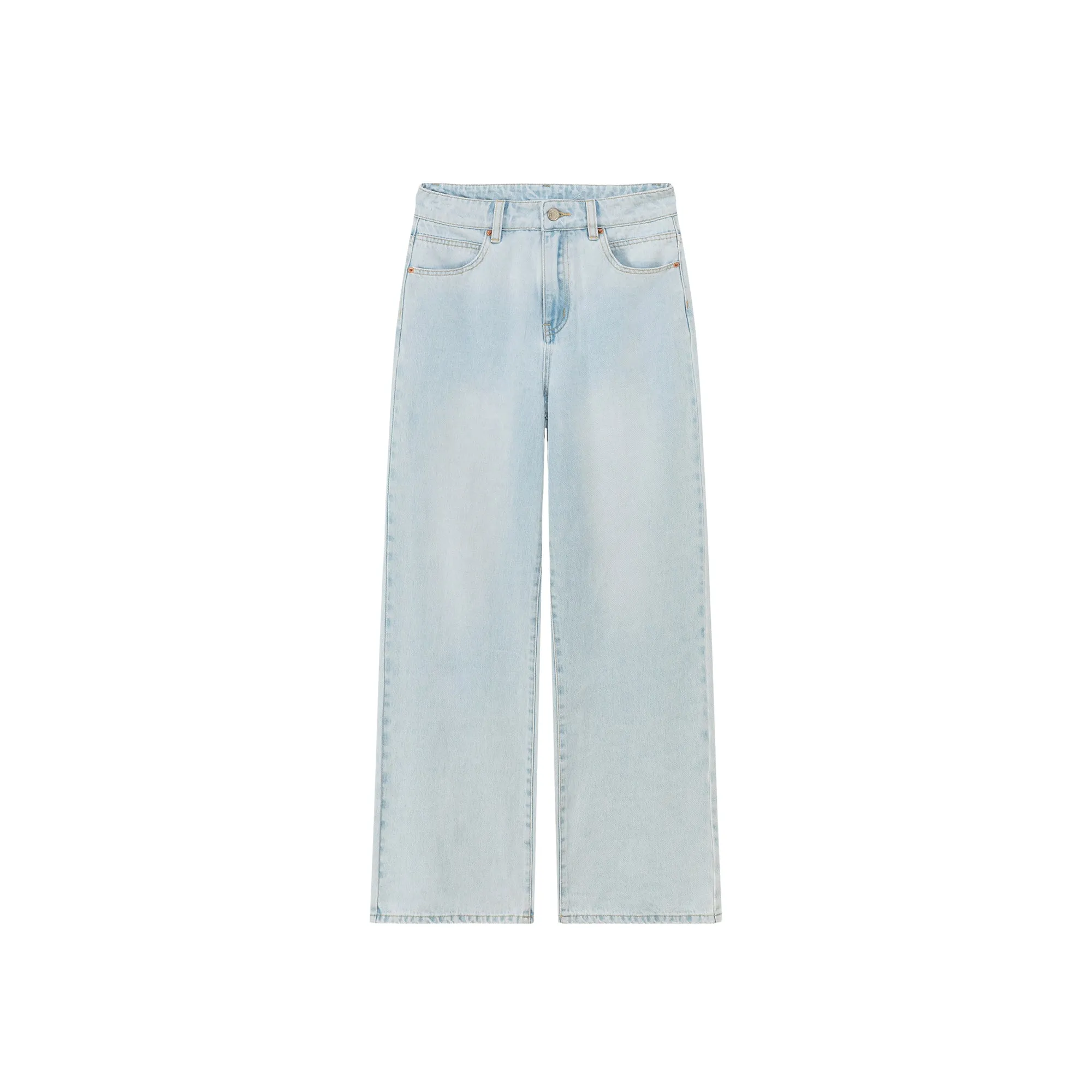 Basic Wide Light Washed Straight Denim Jeans