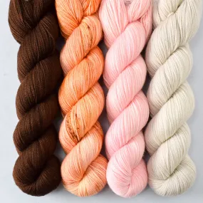 Bittersweet Chocolate, Tiger Lily, Ballet Slipper, and Plover - Yummy 2-Ply Quartet - Wild Iris