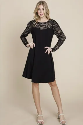 Black Dress w/Lace Sleeves - #8315-8320