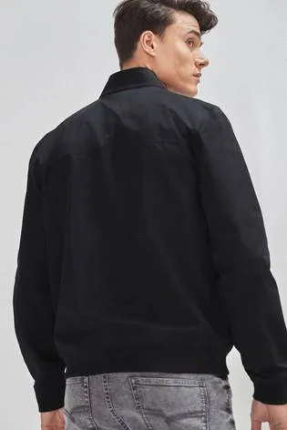 BLACK SHOWER RESISTANT HARRINGTON JACKET