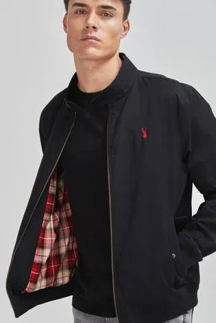 BLACK SHOWER RESISTANT HARRINGTON JACKET