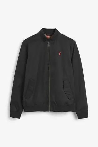 BLACK SHOWER RESISTANT HARRINGTON JACKET