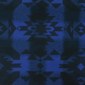 Blue-Black Tribal Printed Cotton Check Dobby Woven Fabric