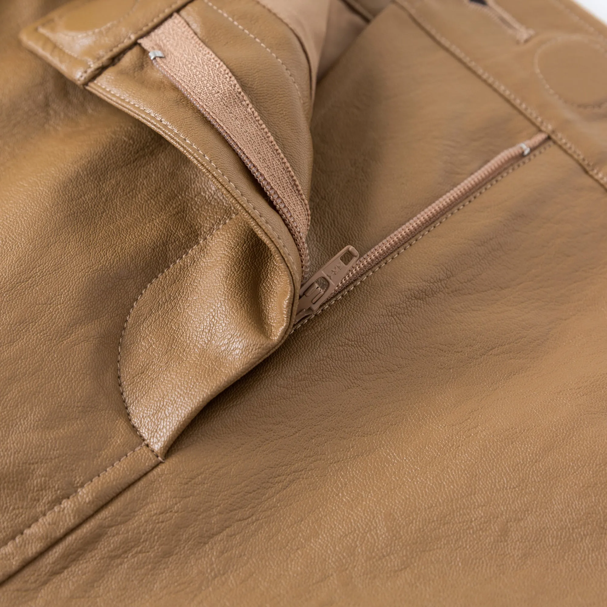 Brown Recycled Leather Mini Skirt