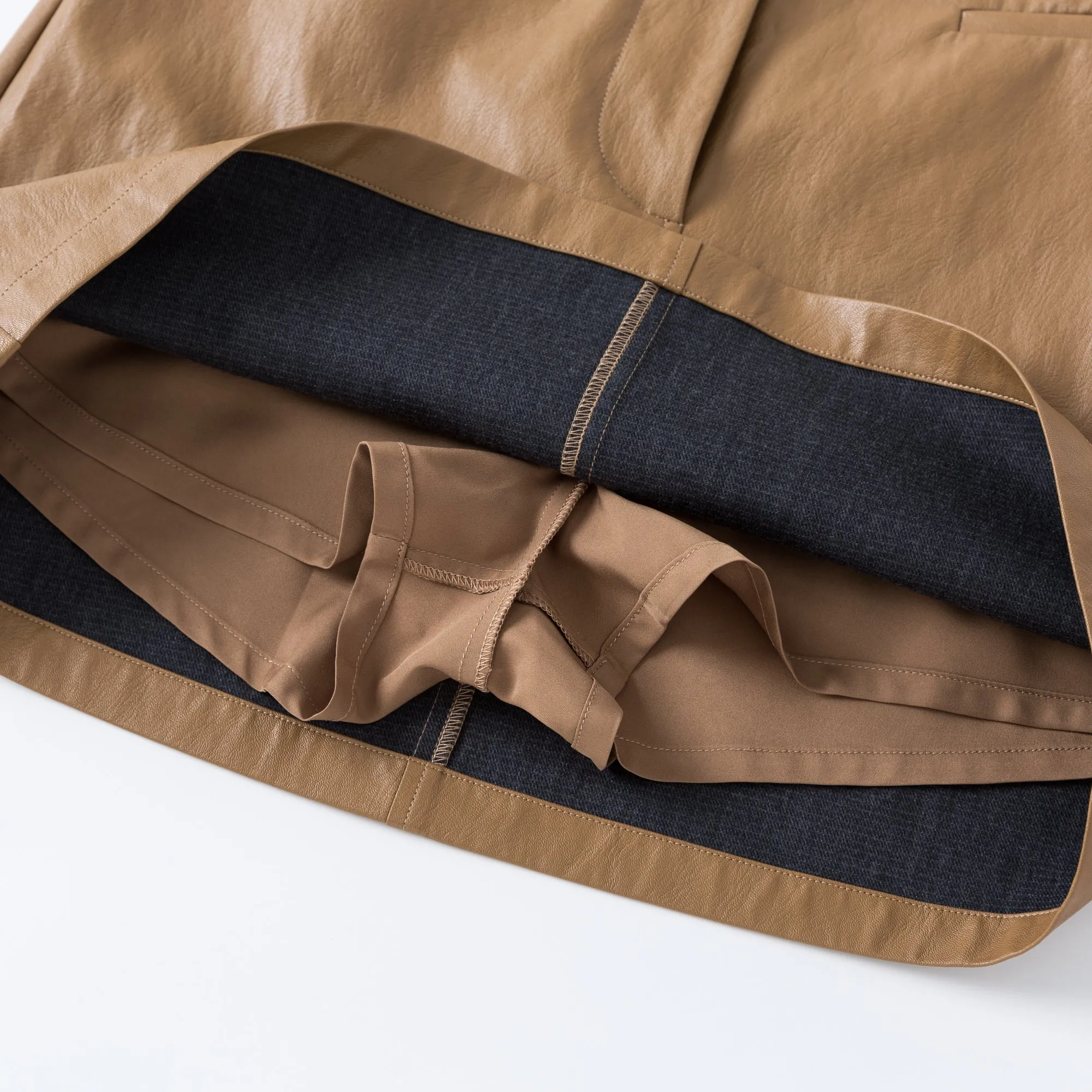 Brown Recycled Leather Mini Skirt
