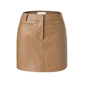 Brown Recycled Leather Mini Skirt