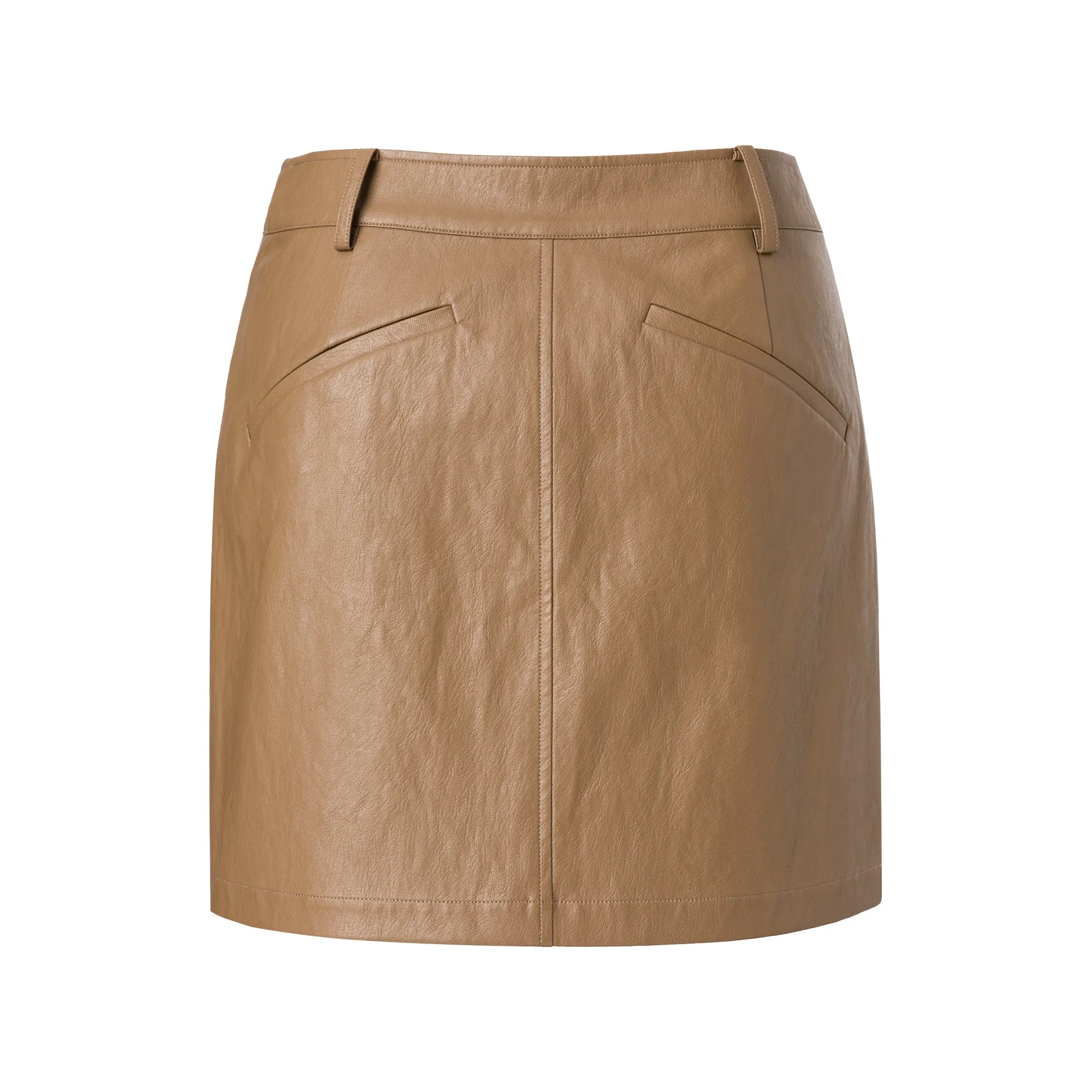 Brown Recycled Leather Mini Skirt