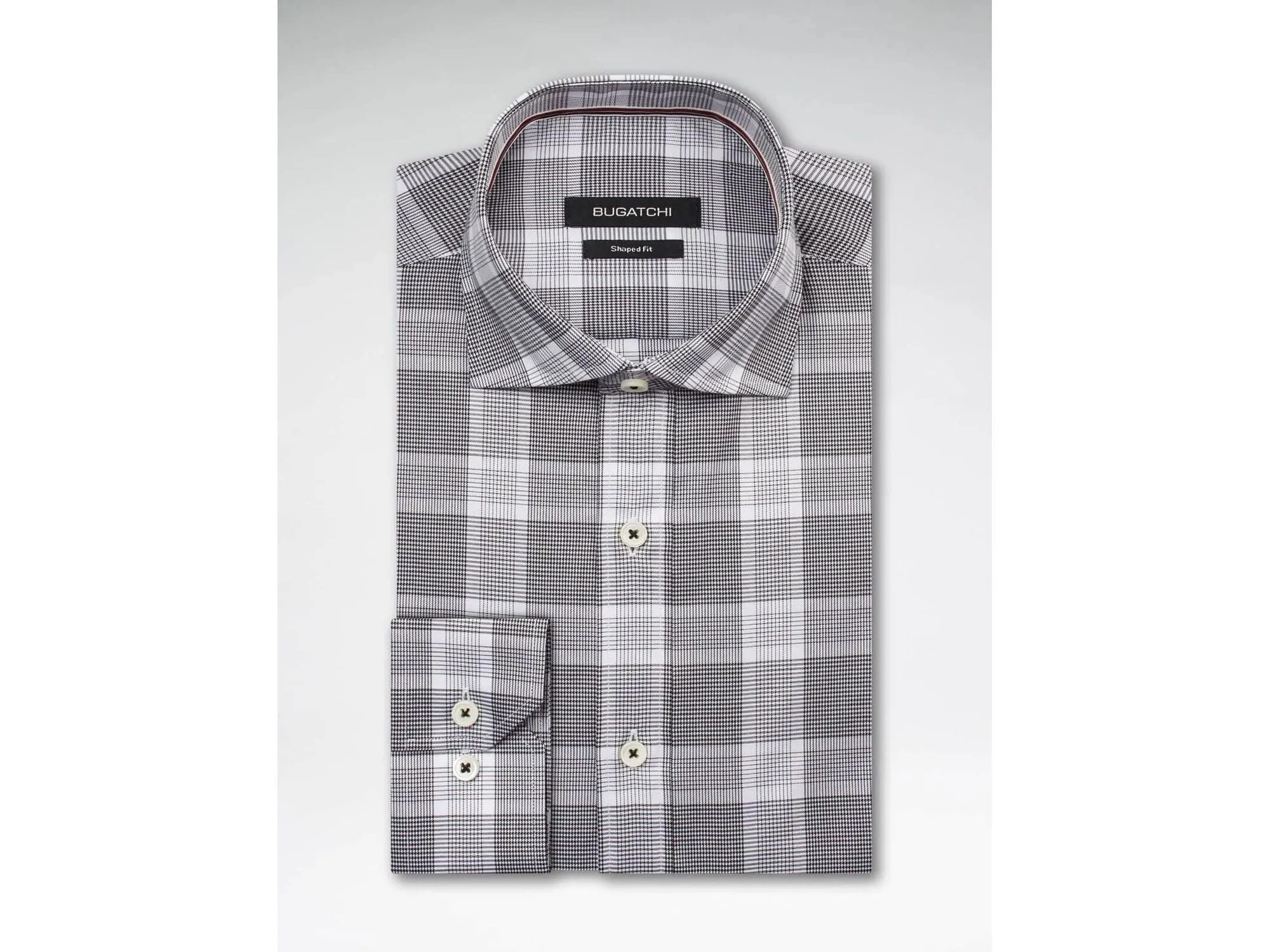 Bugatchi Black & White Plaid Classic Fit