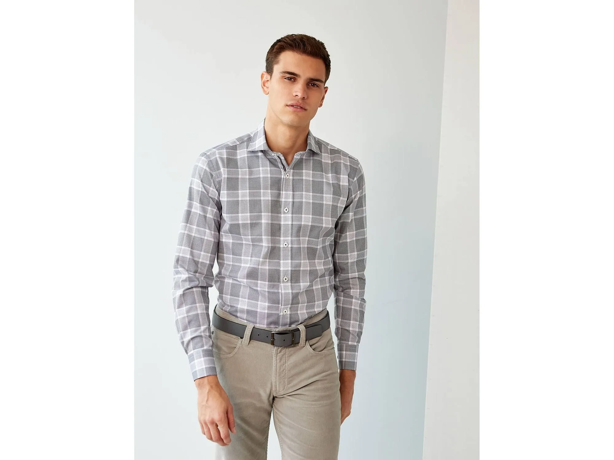 Bugatchi Black & White Plaid Classic Fit
