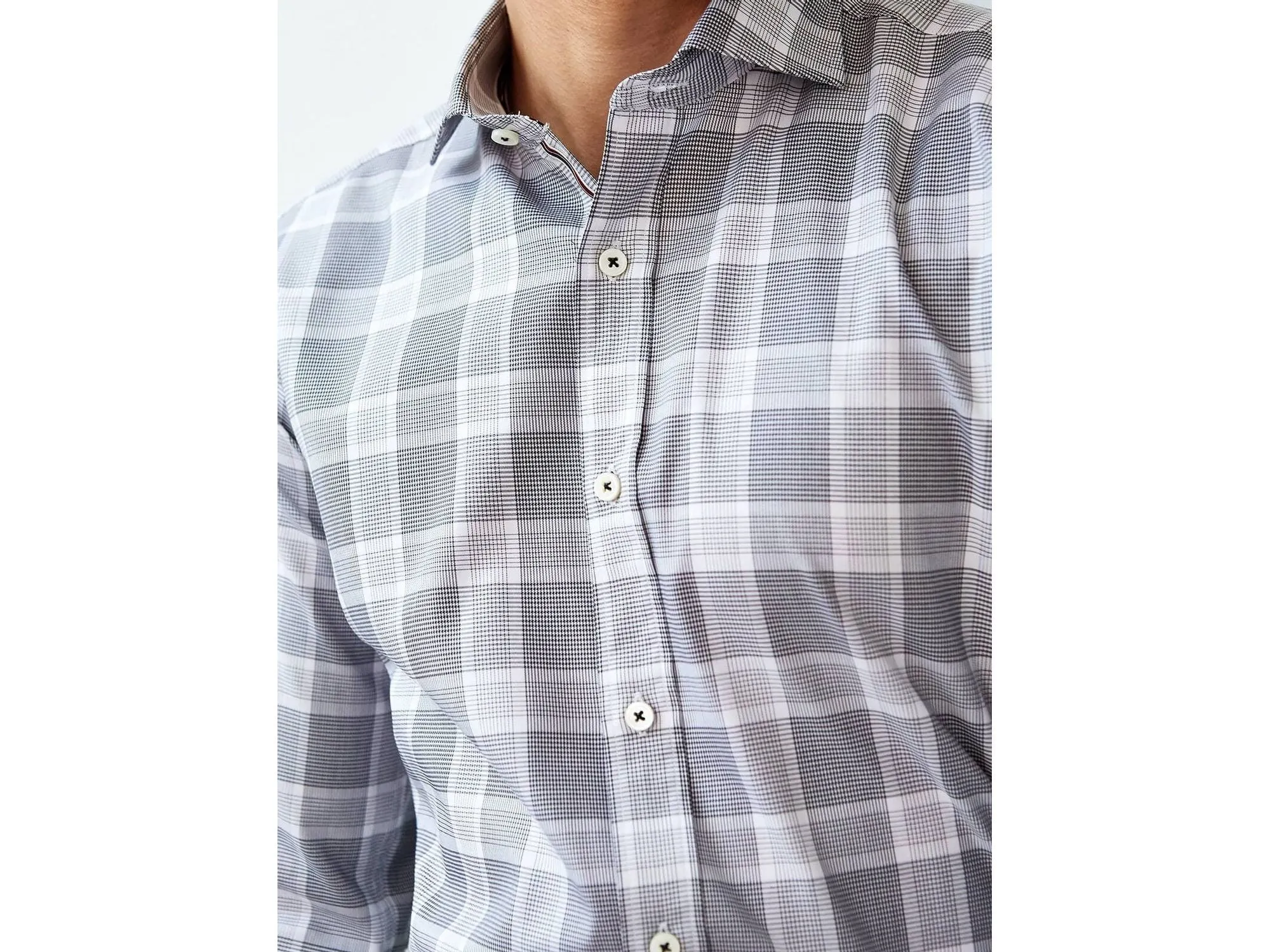 Bugatchi Black & White Plaid Classic Fit