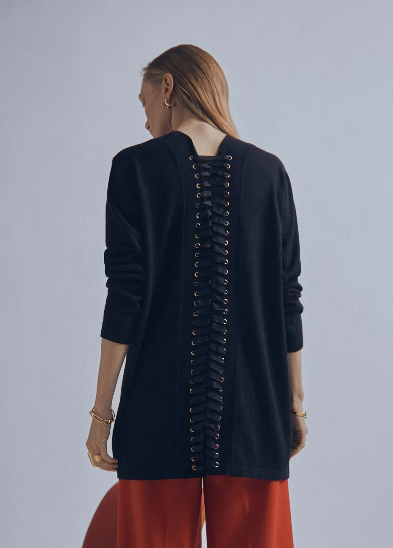 Cardigan with eyelets detail