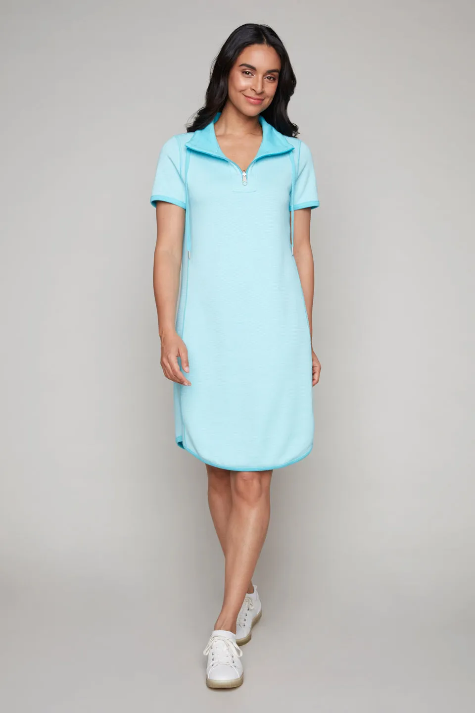 Carre Noir Reversible Zip Neck Aqua Dress