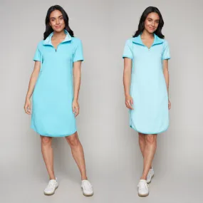 Carre Noir Reversible Zip Neck Aqua Dress