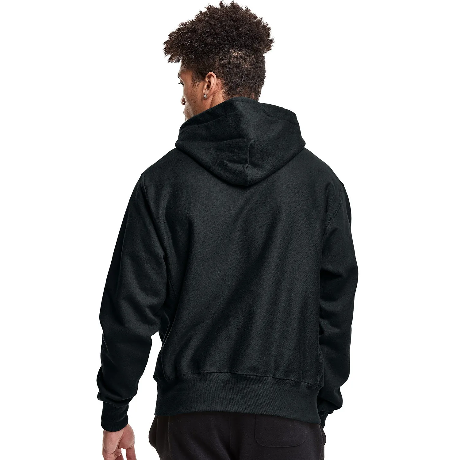 Champion Chenille Men's Reverse Weave Ombre Block Logo Pullover Hoodie Black