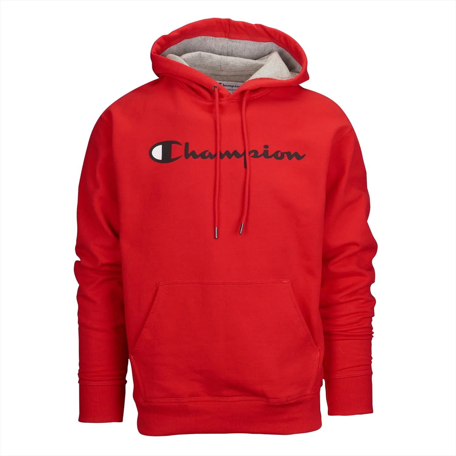Champion Men's Powerblend Fleece Pullover Hoodie Script Logo Red/Black