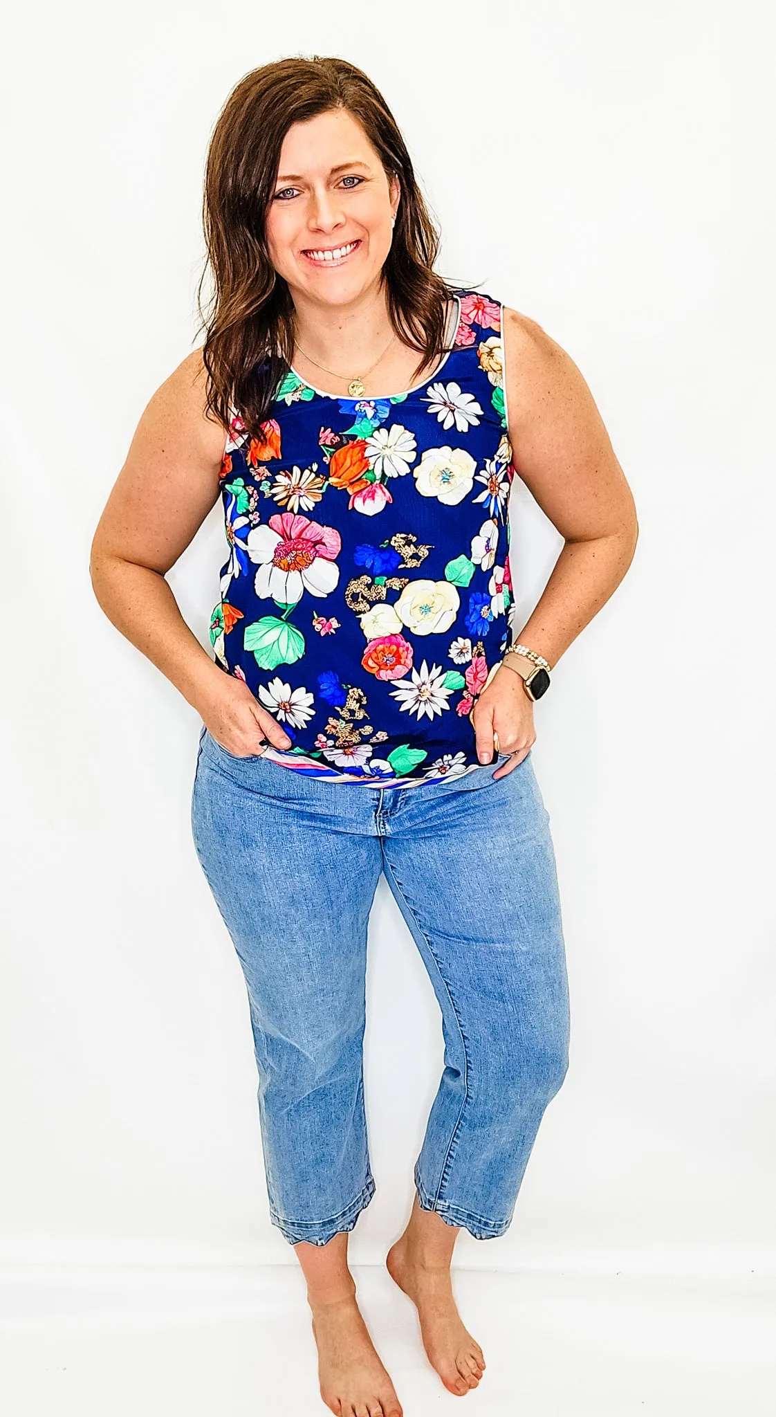 Charlie B Navy Gardenia Reversible Cami