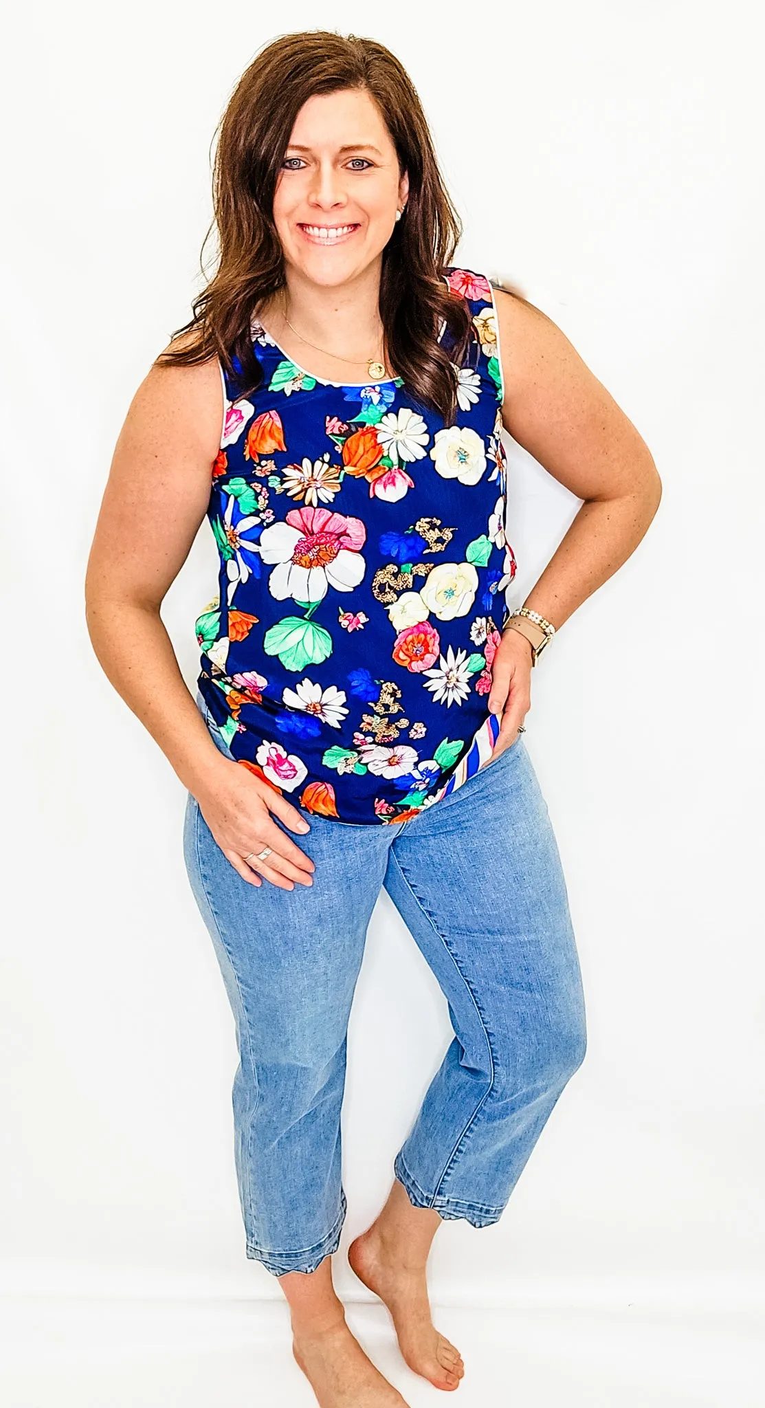 Charlie B Navy Gardenia Reversible Cami