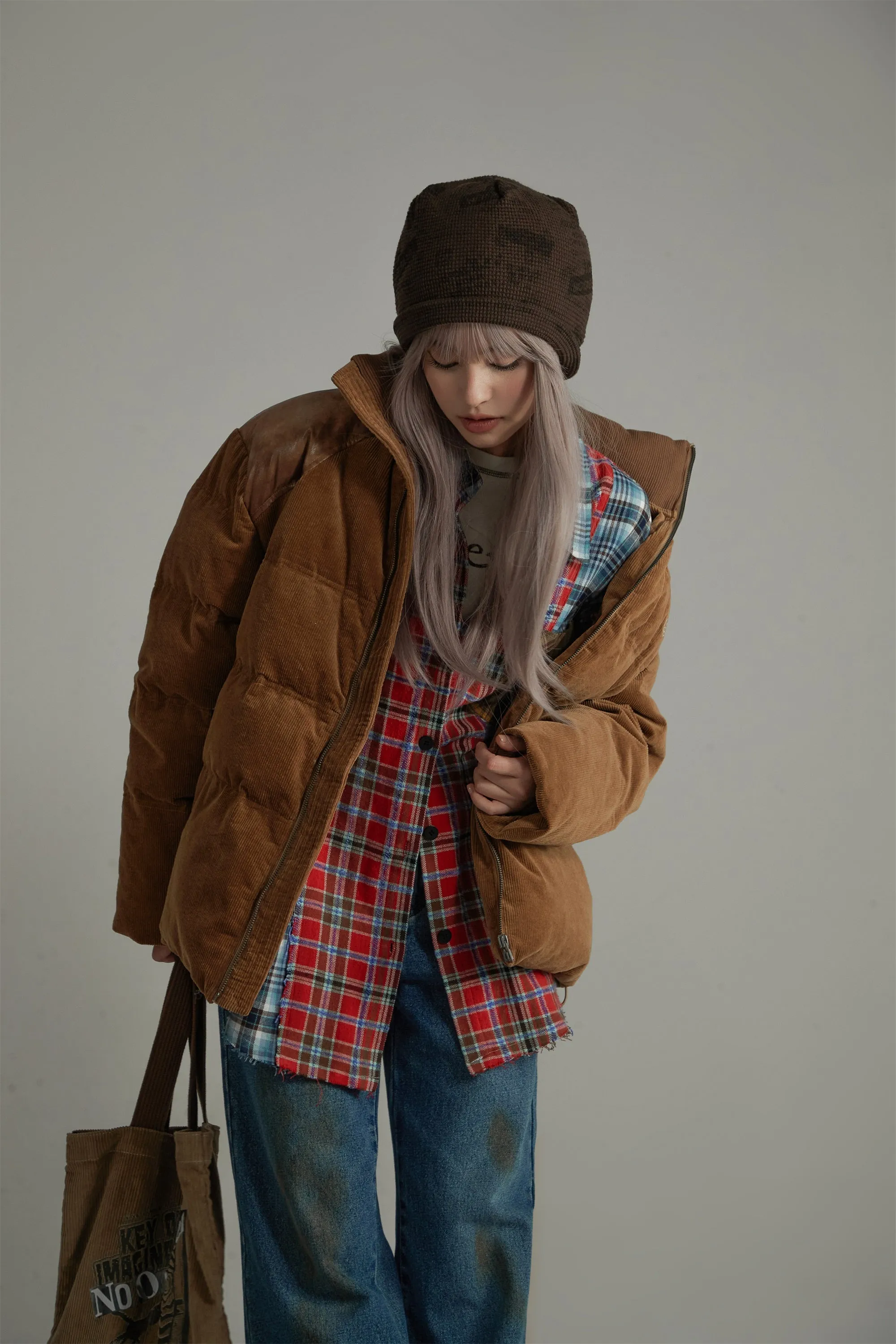 Color Matching Check Loose Fit Shirt