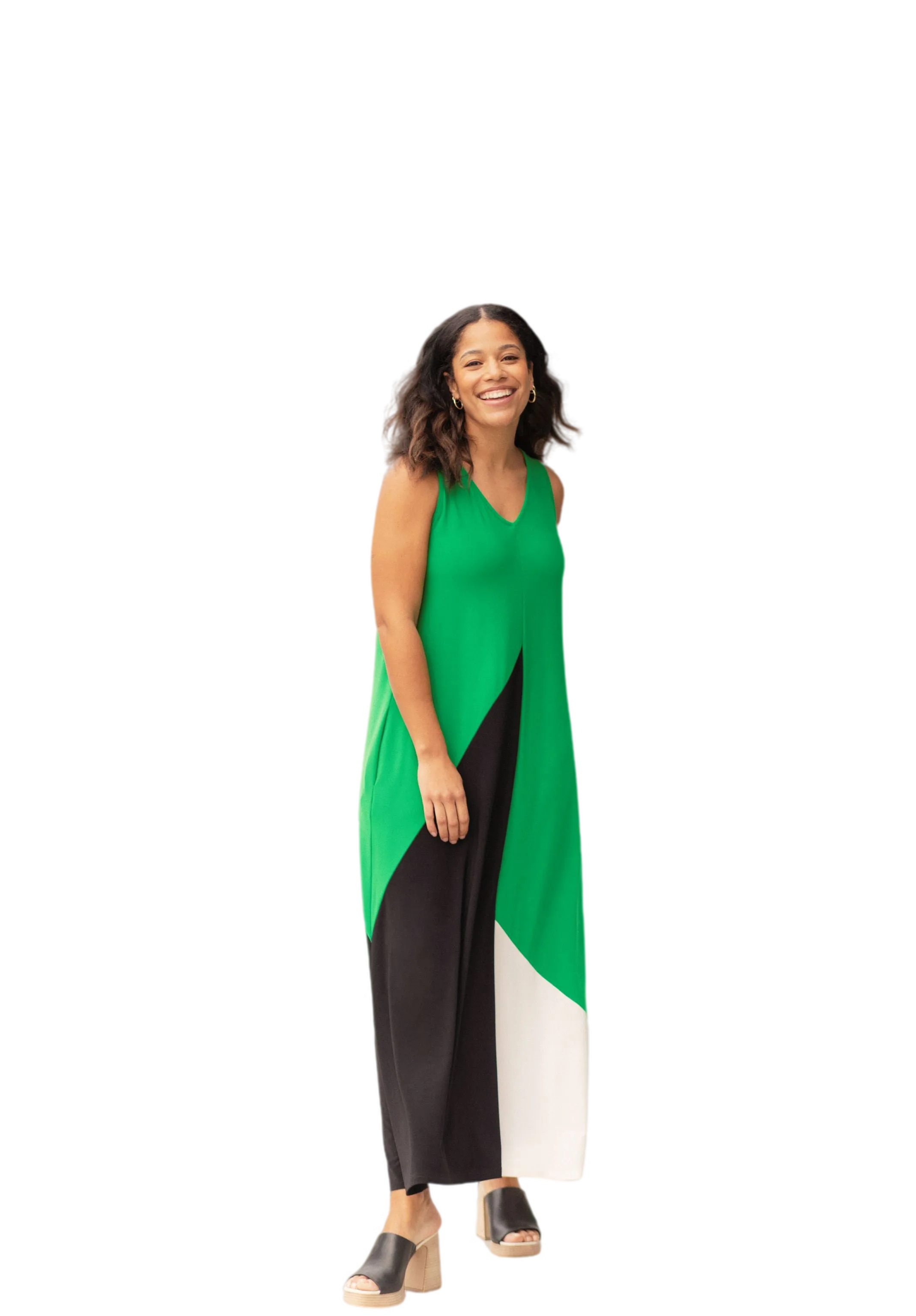 Colour Block Reversible Triangle Sleveless Dress