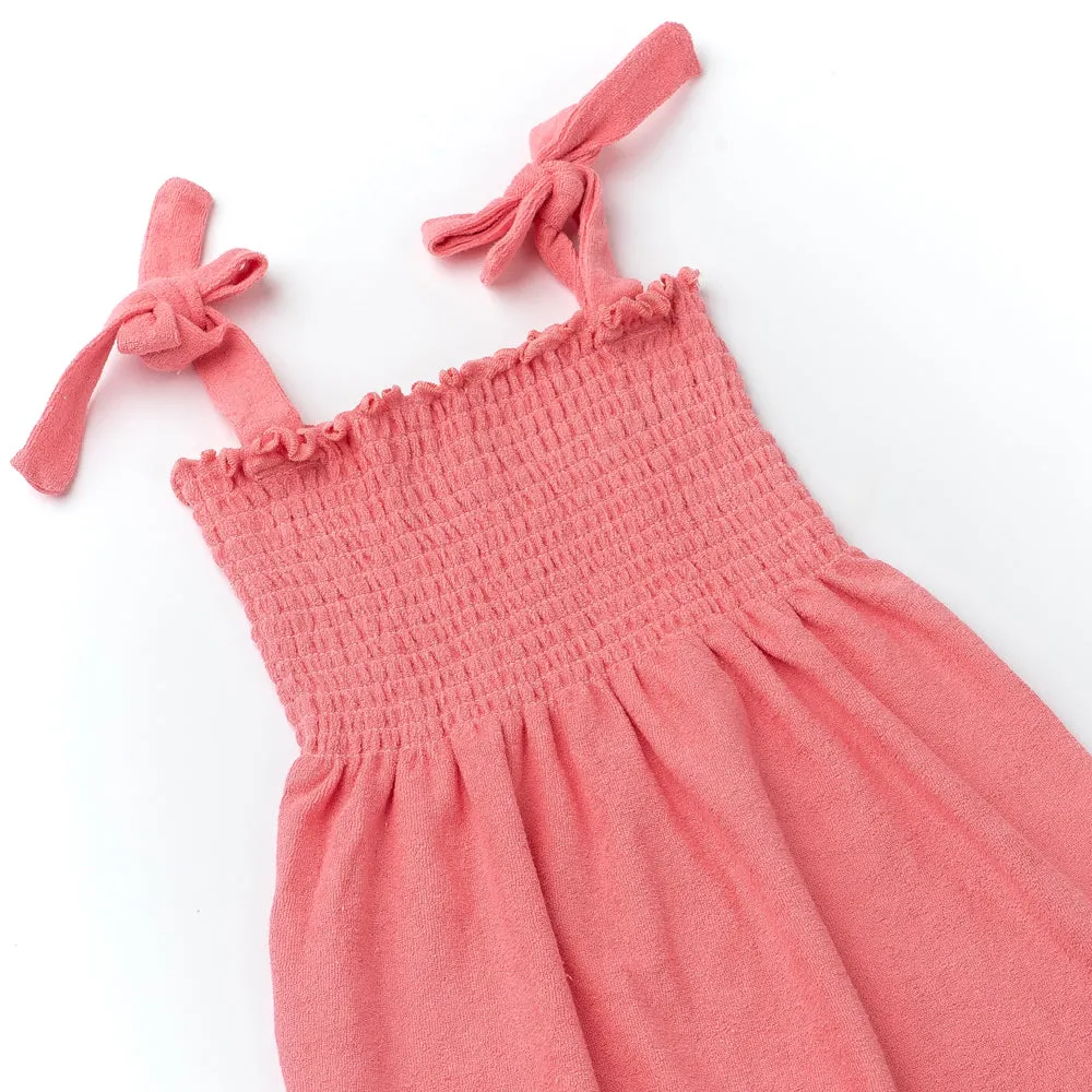 Coral Smock Terry Dress