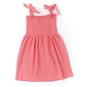 Coral Smock Terry Dress