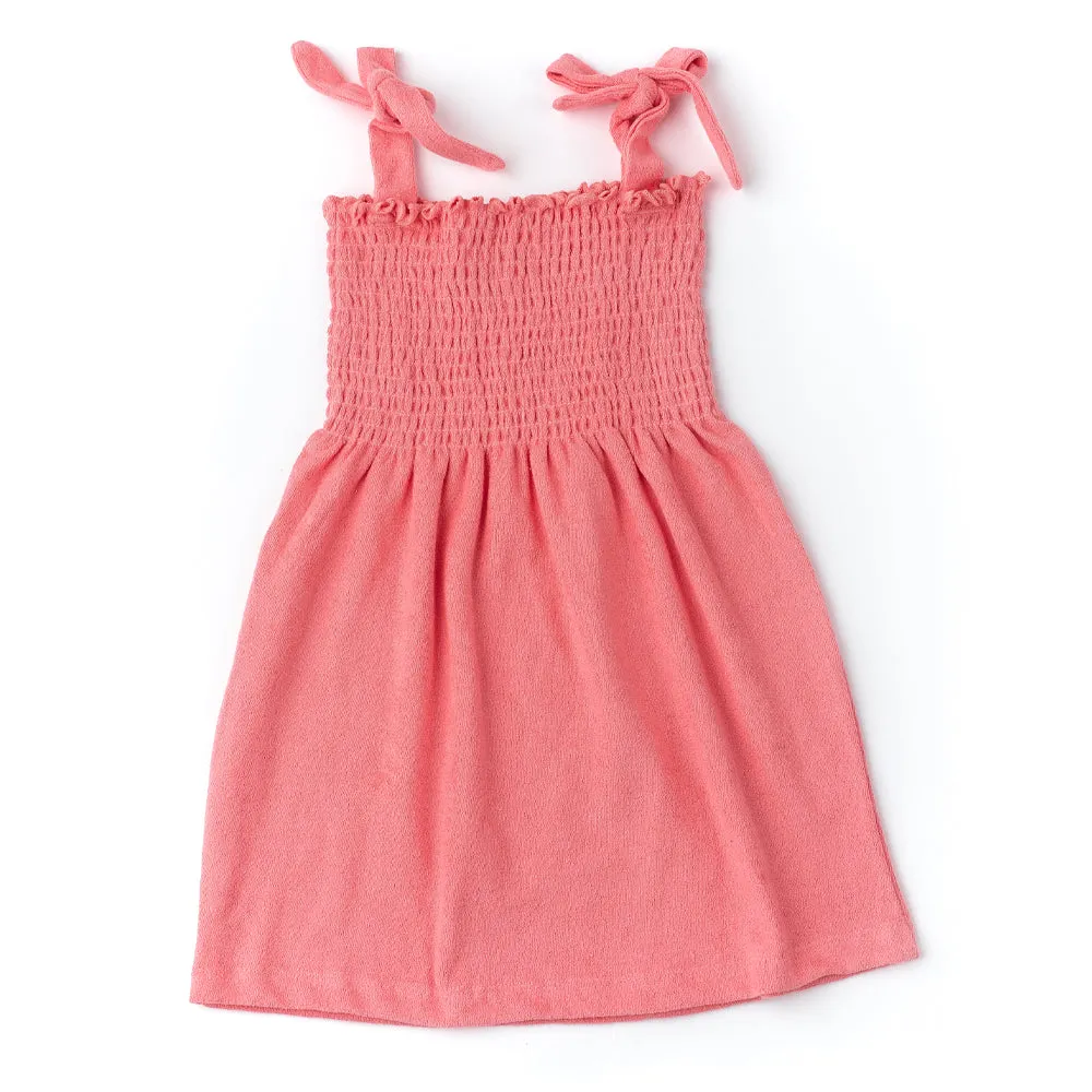 Coral Smock Terry Dress