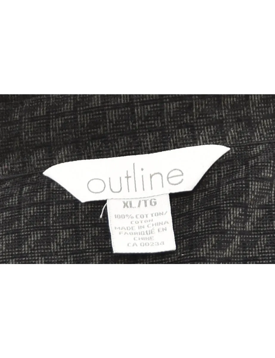 Corduroy Black & Green Patterned Shirt - XL