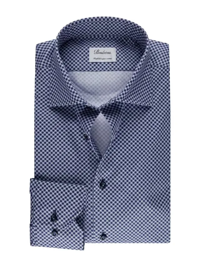 Dark Blue Patterned Twill Shirt