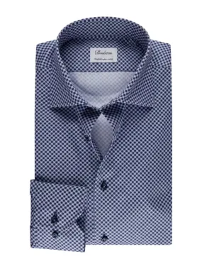 Dark Blue Patterned Twill Shirt