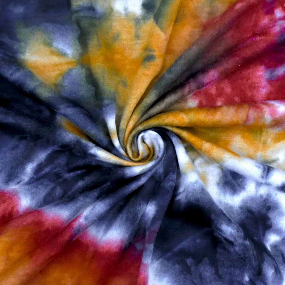 Darkest Blue-Red-Multi Tie Dye Stretch Baby French Terry Knit Fabric