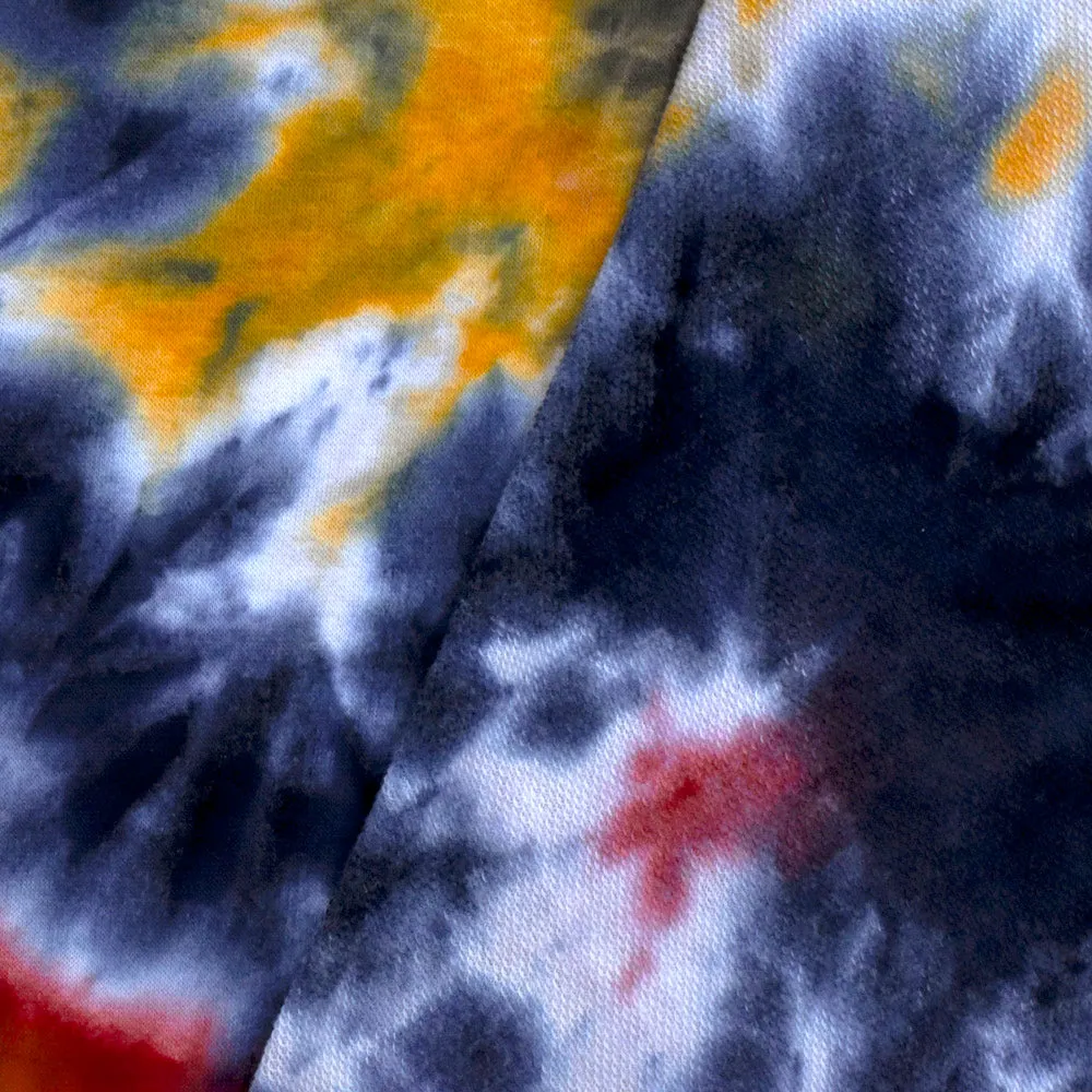 Darkest Blue-Red-Multi Tie Dye Stretch Baby French Terry Knit Fabric
