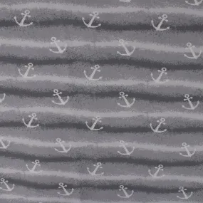 EUROPEAN - Cotton French Terry Print  - Anchor - Grey