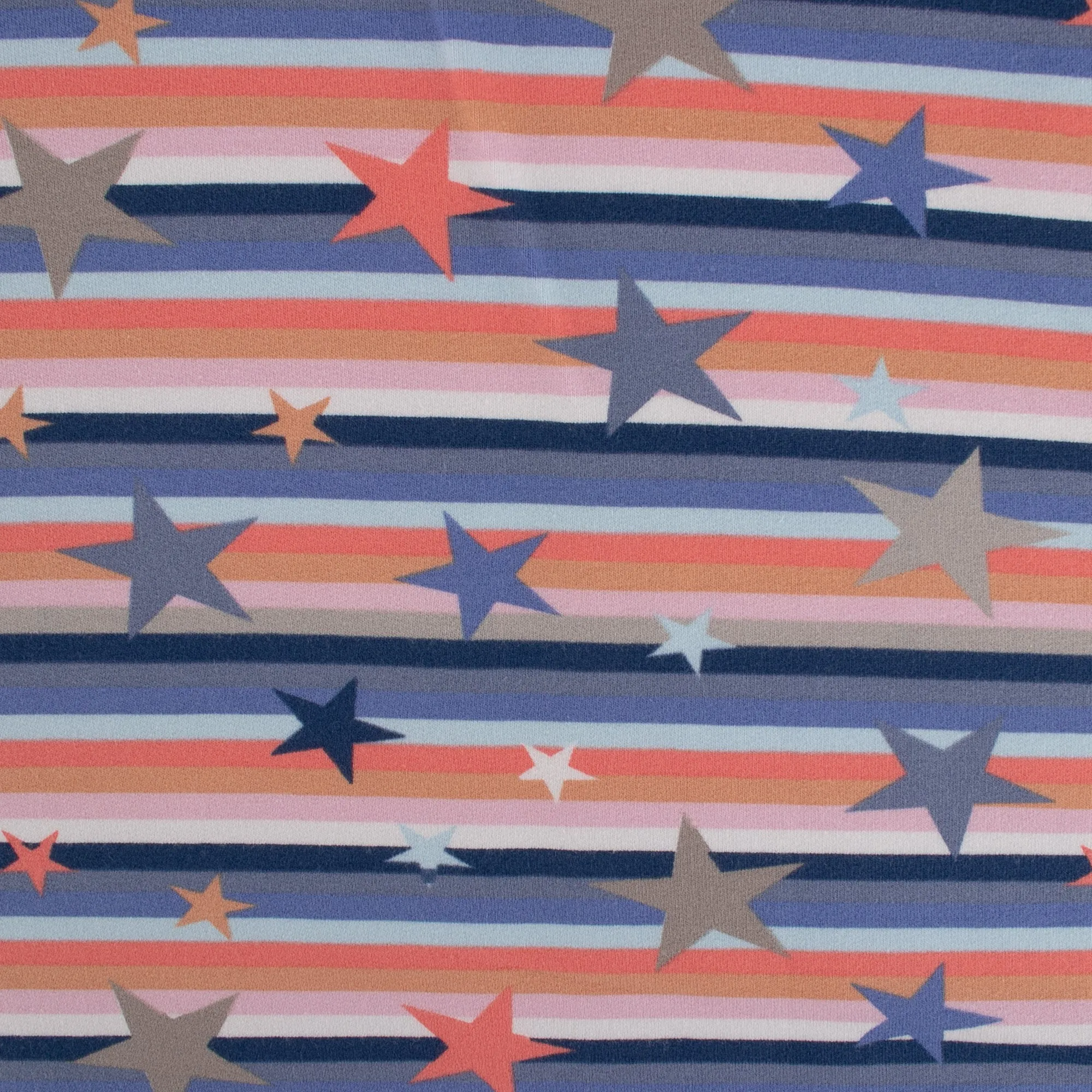 EUROPEAN - Cotton French Terry Print  - Stars - Orange