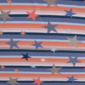 EUROPEAN - Cotton French Terry Print  - Stars - Orange